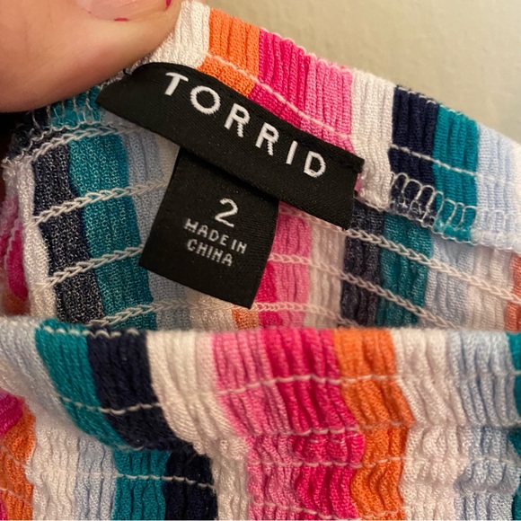 Torrid Midi Guaze Striped Dress 2 - Picture 5 of 8